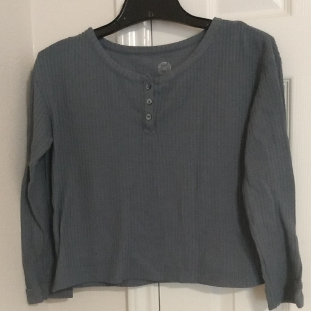 Blue Long Sleeve Henley Top